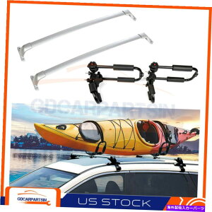 [tLA 2014-18CtBjeBQX60 JX35Vo[[tbNNXo[+wr[f[eBJbNbN For 2014-18 Infiniti QX60 JX35 Silver Roof Rack Cross Bars+Heavy Duty Kayak Rack