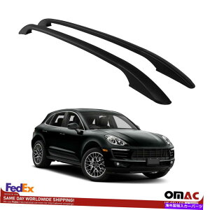 [tLA |VF}J2015-2019p̃gbv[tbNTCh[o[ubNZbg Top Roof Rack Side Rails Bars Black Set For Porsche Macan 2015-2019