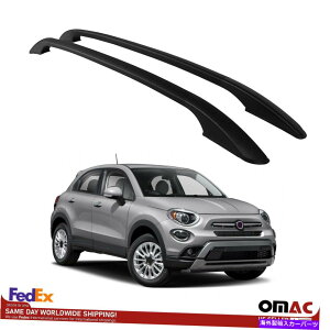 ルーフキャリア フィアット500x 2016-2022のためのトップルーフラックサイドレールバーAlu Black Top Roof Rack Side Rails Bars Alu Black For Fiat 500X 2016-2022