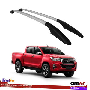 [tLA g^nCbNX̃gbv[tbNTCh[o[Vo[Zbg2015-2022 Top Roof Rack Side Rails Bars Silver Set For Toyota Hilux 2015-2022