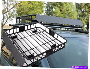 [tLA Ԃ̃gbvוz_[LAoXPbgsSUVubNjo[T[tbNݕ Car Top Luggage Holder Carrier Basket Travel SUV Black Universal Roof Rack Cargo