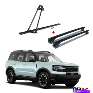 [tLA oCNLA[tbN +NXo[tH[huRX|[c2021-2022̃ubNZbg Bike Carrier Roof Rack + Cross Bars Black Set For Ford Bronco Sport 2021-2022