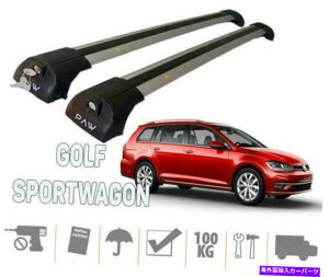 [tLA [tbNNXo[ݕ^Ǝ҃Vo[ZbgtBbgVWStX|[c[Q2010-2019 Roof Rack Cross Bars Cargo Carrier Silver Set Fits VW Golf Sportwagen 2010-2019