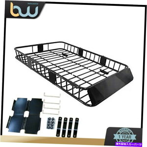 ���[�t�L�����A 64 ���[�t���b�N�ݕ��L�����A�t���g�����ՓI�ȉו��z�[���h�o�X�P�b�gSUV�u���b�N 64 Roof Rack Cargo Carrier w/Extension Universal Luggage Hold Basket SUV Black�y���s�A���i�z