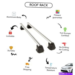 [tLA g^vEXIIInb`obN2009-2015ɐݒ肳ꂽ̃[tbNNXo[ Bare Roof Rack Cross Bars Set for Toyota Prius III Hatchback 2009 - 2015