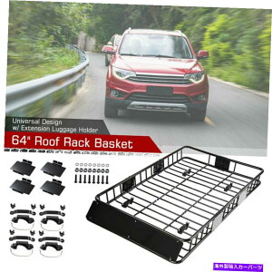[tLA 64 "X`[ݕoXPbgjo[TSUV[tbNLA250|h̃gbvוz_[ 64" Steel Cargo Basket Universal SUV Roof Rack Carrier 250lbs Top Luggage Holder