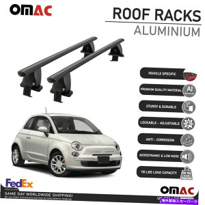 [tLA tBAbg500 2015-2022炩ȃ[tbNNXo[LA[ubNA~jE Fits Fiat 500 2015-2022 Smooth Roof Rack Cross Bar Carrier Rail Black Aluminium
