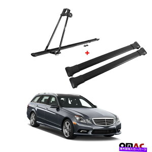 [tLA ]ԃLA[tbN +NXo[ZbgALUBZfXENXS212 2010-2016̏ꍇ Bike Carrier Roof Rack + Cross Bars Set Alu. For Mercedes E-Class S212 2010-2016