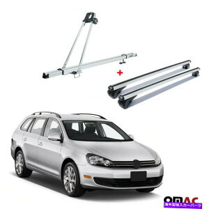 [tLA VW Jetta SportWagen 2009-2014p̎]ԃLA[tbNNXo[Vo[Zbg Bike Carrier Roof Rack Cross Bars Silver Set For VW Jetta Sportwagen 2009-2014