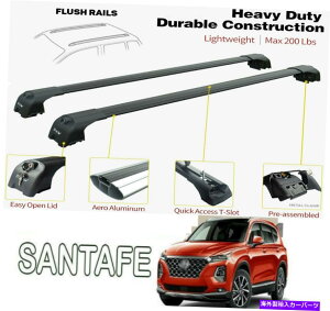 ���[�t�L�����A Hyundai Santafe XL 2018-2021���[�t���b�N�N���X�o�[�ݕ��^���Ǝ҃u���b�N�Z�b�g�� Fits Hyundai Santafe XL 2018-2021 Roof Rack Cross Bars Cargo Carrier Black Set�y���s�A���i�z