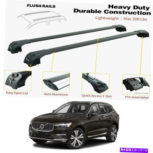 [tLA {{XC60 2018-2021[tbNNXo[[ubNZbg For Volvo XC60 2018-2021 Roof Rack Cross Bars Rails Black Set