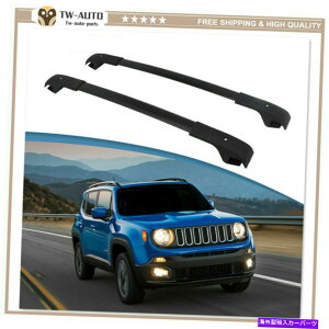 [tLA A~jE2s[XW[vlQ[h2015-2021ɃtBbg鍕[tbNNXo[ Aluminum 2 Pieces Black Roof Rack Crossbars Fit For Jeep Renegade 2015-2021