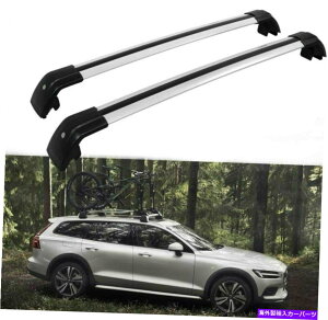 ルーフキャリア 2PCSロック可能なルーフレールラッククロスバークロスバーはボルボV60 2011-2018に適合します 2Pcs Lockable Roof Rail Racks Cross Bars Crossbars Fits For Volvo V60 2011-2018