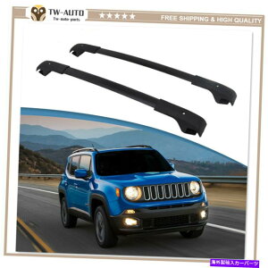 [tLA A~jE2s[XW[vlQ[h2015-2021ɃtBbg鍕[tbNNXo[ Aluminum 2 Pieces Black Roof Rack Crossbars Fit For Jeep Renegade 2015-2021