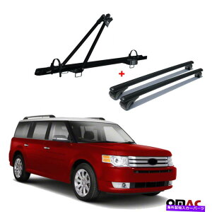 [tLA ]ԃLA[t}EgbNNXo[tH[htbNX̃ubNAZbg2009-2019 Bike Carrier Roof Mount Rack Cross Bars Black Alu Set For Ford Flex 2009-2019