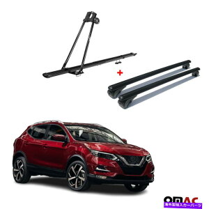 [tLA ]ԃLA[tbN +NXo[ubNZbgY[OX|[c2017-2022 Bike Carrier Roof Rack + Cross Bars Black Set For Nissan Rogue Sport 2017-2022