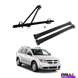 [tLA ]ԃLA[t}EgbN +NXo[̃ubNZbg_bWW[j[2008-2022 Bike Carrier Roof Mount Rack + Cross Bars Black Set For Dodge Journey 2008-2022