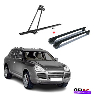 [tLA oCNLA[tbN +NXo[pVFJCG2003-2010pubNZbg Bike Carrier Roof Rack + Cross Bars Black Set For Porsche Cayenne 2003-2010