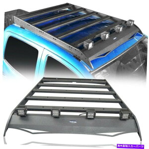 [tLA 05-22LEDCgtubNX`[gbv[tbNݕoXPbg Black Steel Top Roof Rack Cargo Basket w/ Led Light for 05-22 Toyota Tacoma 4 DR