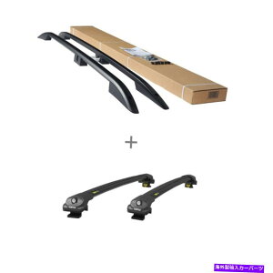 [tLA NE[t[ +^[gNXo[ubNg^RAV4iXA40j2013-2018 Crown Roof Rails + Turtle Cross Bars Black for Toyota RAV4 (XA40) 2013-2018