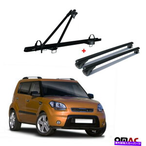 [tLA ]ԃLA[t}EgbN +NXo[ubNA Bike Carrier Roof Mount Rack + Cross Bars Black Alu Set For Kia Soul 2009-2013