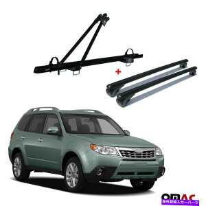 [tLA oCNLA[tbN +NXo[XotHX^[2008-2013pubNAluZbg Bike Carrier Roof Rack + Cross Bars Black Alu Set For Subaru Forester 2008-2013