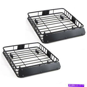[tLA jo[TubNX`[ݕLA[tbNoXPbgוz_[NXo[X2 Universal Black Steel Cargo Carrier Roof Rack Basket Luggage Holder Cross Bar x2