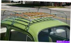 ルーフキャリア ルーフラックシルバーW/ウッドスラットフォルクスワーゲンT1バグ1949-1977スーパービートル1971-77 ROOF RACK SILVER W/ WOOD SLATS VOLKSWAGEN T1 BUG 1949-1977 SUPER BEETLE 1971-77