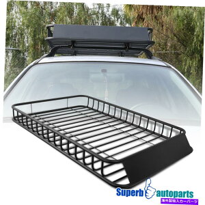 [tLA jo[TubNX`[gbvݕLA[tbNQbWJ[SUVz_[oXPbg Universal Black Steel Top Cargo Carrier Roof Rack Luggage Car SUV Holder Basket
