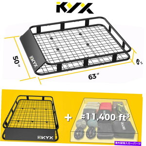 [tLA jo[TSUVgbNJ[[tbNoXPbggbvוLAJ[Sz_[s Universal SUV Truck Car Roof Rack Basket Top Luggage Carrier Cargo Holder Travel