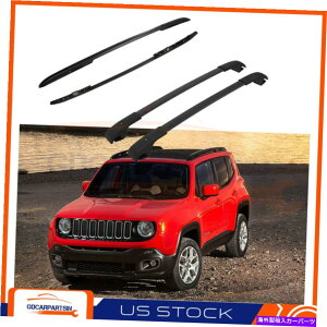 [tLA 2015-2020̍W[vlQ[h[tbNNXo[TCh[ZbgA~jEUS Black For 2015-2020 Jeep Renegade Roof Rack Cross Bar Side Rails Set Aluminum US