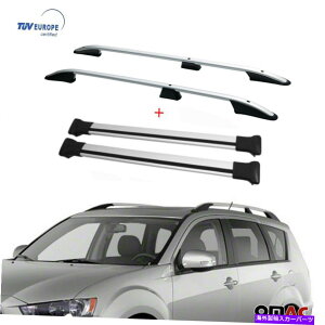 [tLA OHAEg_[X|[ĉ߂̃Vo[[tbN[NXo[Zbg2011-2022 Silver Roof Rack Rail Cross Bar Set Alu For Mitsubishi Outlander Sport 2011-2022