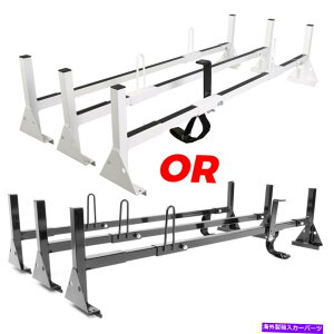 ���[�t�L�����A 1996�N�̃V�{���[�G�N�X�v���X1500 2500 3500�o��3�o�[���_�[���[�t���b�N�u���b�N/�z���C�g For 1996-Up Chevy Express 1500 2500 3500 Van 3 bar Ladder Roof Racks BLACK/WHITE