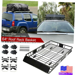 [tLA jo[T64 "[tbNJ[gbvݕoXPbgLAtוz_[ Universal 64" Roof Rack Car Top Cargo Basket Carrier w/ Extension Luggage Holder
