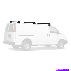[tLA Vantech Black H3 3o[A~jE_[[tbNiACCȂjChevy Express 1996-on Vantech Black H3 3 Bar Aluminum Ladder Roof Rack (no acc)Chevy Express 1996-On