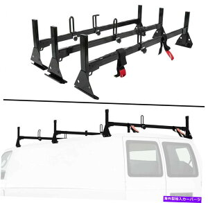 [tLA V{[GNXvXtTCYo3o[96-22_[[tbNX`[NXo[ For Chevy Express Fullsize Van 3 bar 96-22 Ladder Roof Rack Steel CrossBar