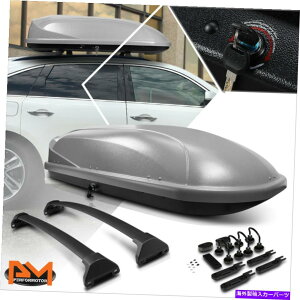 [tLA 14-18 ACURA MDXA~jENXo[gbv[tbN[+DF̉ݕ{bNXL[p For 14-18 Acura MDX Aluminum Cross Bar Top Roof Rack Rail+Grey Cargo Box&Keys