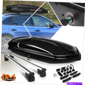 [tLA 09-16pAEfBQ5A~jENXo[gbv[tbN[+ubNJ[S{bNXbNL[ For 09-16 Audi Q5 Aluminum Crossbar Top Roof Rack Rail+Black Cargo Box&Lock&Keys