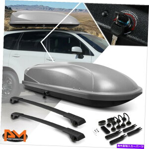 [tLA 14-18̃XotHX^[A~jENXo[gbv[tbN+O[̉ݕ{bNXL[ For 14-18 Subaru Forester Aluminum Cross Bar Top Roof Rack+Grey Cargo Box&Keys
