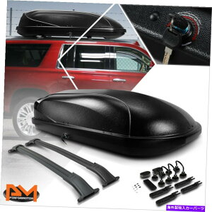 [tLA 15-18̃GXJ[h/[R/^zA~jENXo[[tbN+ubNJ[S{bNXL[ For 15-18 Escalade/Yukon/Tahoe Aluminum Cross Bar Roof Rack+Black Cargo Box&Keys