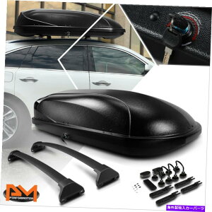 ルーフキャリア 14-18 ACURA MDXアルミニウムクロスバートップルーフラックレール+ブラックカーゴボックス&キー用 For 14-18 Acura MDX Aluminum Cross Bar Top Roof Rack Rail+Black Cargo Box&Keys