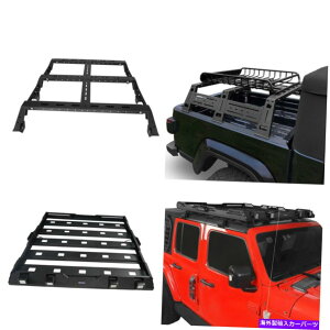 [tLA ꂽT߂ȃ[tbN +xbhbNw/ledX|bgCgtBbg20-22W[vm Sleek Low-Profile Roof Rack + Bed Rack w/LED Spotlights Fit 20-22 Jeep Gladiator