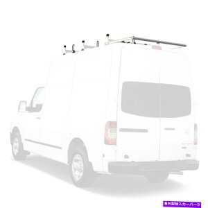 [tLA zCgoeBbNH1 3o[X`[_[bNw/YNVJ[SnC[t White Vantech H1 3 Bar Steel Ladder Rack w/ ROLLER for Nissan NV Cargo High Roof