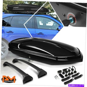 [tLA 14-19 ACURA MDXA~jENXo[gbv[tbN[+ݕ{bNXL[p For 14-19 Acura MDX Aluminum Cross Bar Top Roof Rack Rail+Black Cargo Box&Keys