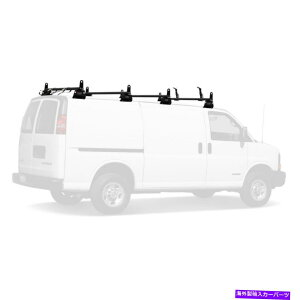 [tLA Vantech Black H3 4 Bar Aluminum Ladder Rack for A Chevy Express 1996-on Vantech Black H3 4 Bar Aluminum Ladder Rack for a Chevy Express 1996-On