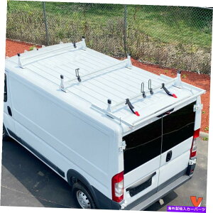 [tLA H1 3o[A~jE_[[tbNw/[[tBbgFv}X^[[[t2014-I H1 3 Bar Aluminum Ladder Roof Rack w/Roller Fits: RAM ProMaster Low Roof 2014-On