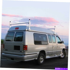 [tLA Chevy Express Conversion Van 2 Bar 1996-2019 Ladder[tbNA~zCg Chevy Express Conversion Van 2 bar 1996-2019 Ladder Roof Racks Aluminum White