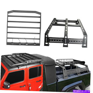 [tLA 2020N2022ÑAxbhݕbN +[tbNoXPbgR{W[vOfBG[^[JT Rear Bed Cargo Rack + Roof Rack Basket Combo for 2020-2022 Jeep Gladiator JT