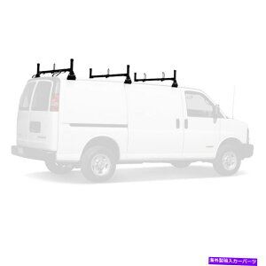 [tLA Vantech Black H1 3o[A~jE_[bNGMC Savana 1996-on̂߂̃bN Vantech Black H1 3 Bar Aluminum Ladder Rack for a GMC Savana 1996-On