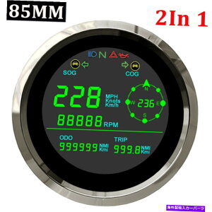 ^R[^[ 85mm LCD GPSXs[h[^[MPHmbgkm/h^R[^[rpmQ[Wpԃ{[g̃Q[W 85mm LCD GPS Speedometer MPH Knots KM/H With Tachometer RPM Gauge For Car Boat